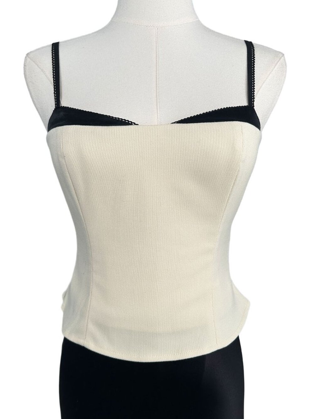 Reformation Melanie Top Cream Black Trim Corset 2